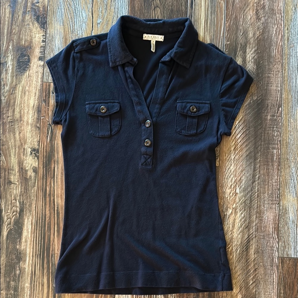 Old Navy Black Fitted Polo Button Down Shirt